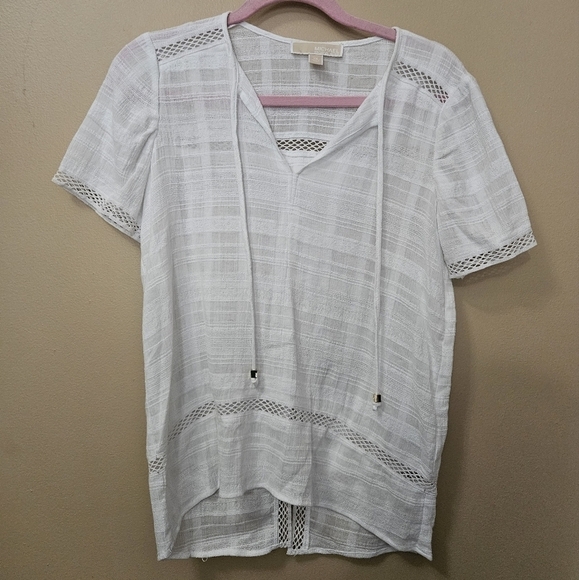 MICHAEL Michael Kors Women's Size XS White Cotyon Top Split Back - Picture 1 of 4